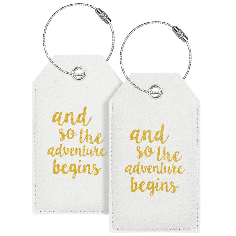 Casmonal Luggage Tag & Initial Baggage Tags for Suitcases Leather Bag Tags for Backpacks Handbag School Instrument with Name ID Label Travel Essentials, Unique Fun Navy White Personalized Luggage Tags 2 Pack - Image 1